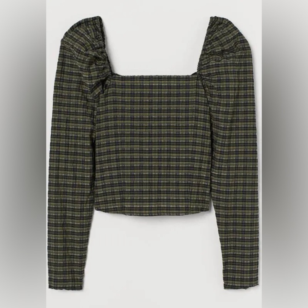 H&M puff sleeve square neck top
